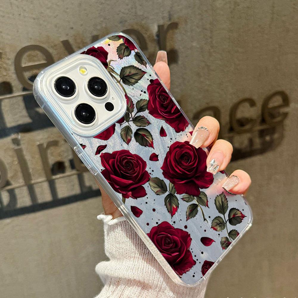 Взрыв внешней торговли ретро красная роза чехол для мобильного телефона iPhone13 женский продвинутый матовый противоударный Apple 17pro