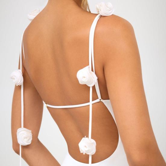 Женское вечернее платье с 3D-декором в виде розы, на тонких бретельках, без рукавов, с открытой спиной и V-образным вырезом