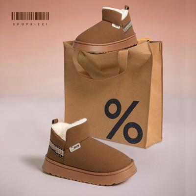 Женские новые зимние модели с толстой подошвой, на меху, утепленные, нескользящие и теплые, большие хлопковые ботинки для женской верхней одежды