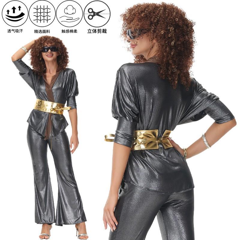 Halloween Hippie Disco Costume 70s Retro Party Outfit Womens Stage Performance Set