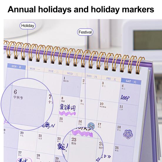 Мини настольный календарь 2026 Янв.2026 - Дек.2026 12-месячный планировщик Двойной проволочный переплет Стоячий перекидной Маленький настольный календарь для дома и офиса