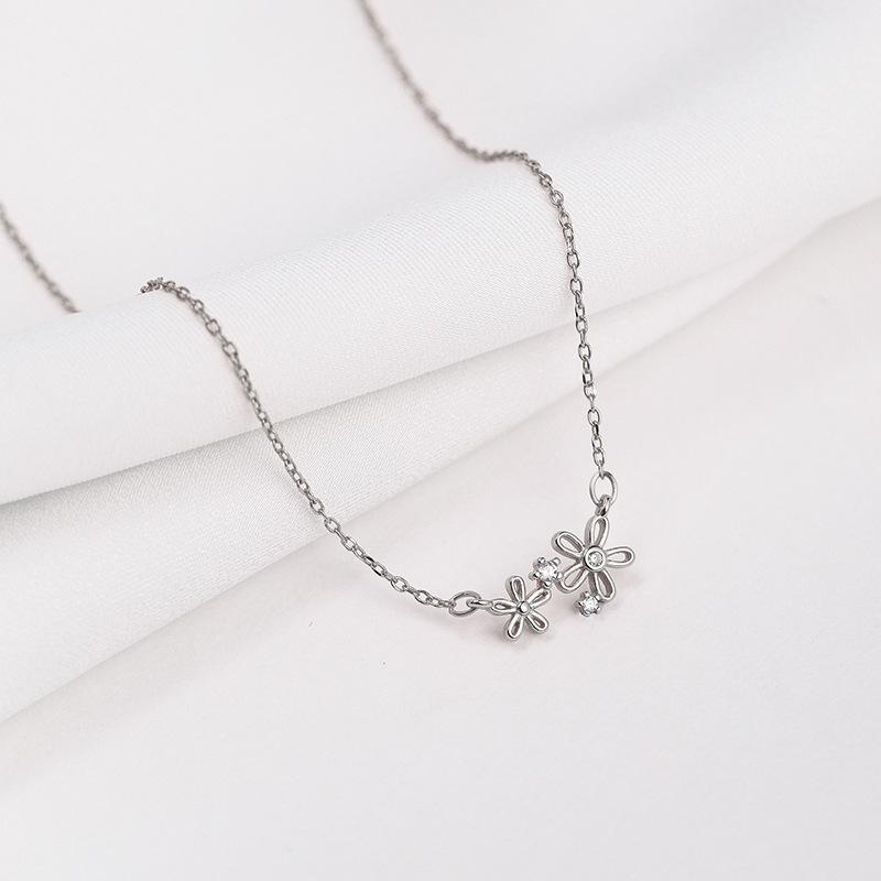 Ожерелье из стерлингового серебра 925 пробы с подсолнечником, маленькая цепочка на ключицу с ромашками, свежее и простое атмосферное ожерелье с маленьким цветком и бриллиантами