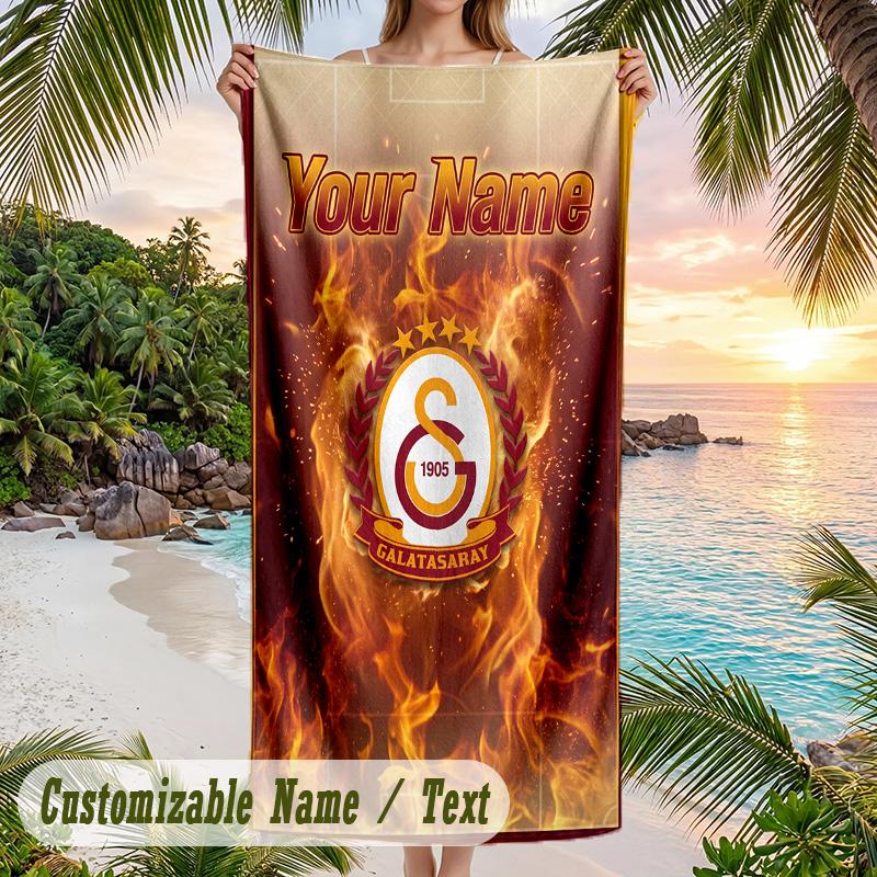 Beach Towel Galatasaray FC Print Custom Name Text Soft Towel for Swimming Pool