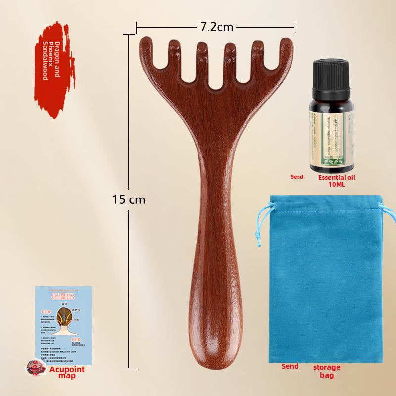 Массажер из рогов сандалового дерева: Расческа для кожи головы с пятью зубцами