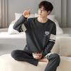 2-Piece Spring and Fall Men's Cotton Pajamas Set Boys Soft Long-Sleeved Sleep Rest Home Party Pajamas Men's Casual Homewear