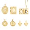 6Pcs 6 Styles Brass Locket Pendants Photo Frame Pendants for Necklaces Long-Lasting Plated Real 18K Gold Plated 15~33.5x13~23.5x4.5~6mm