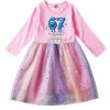9194 Детское Платье для Девочек украсть мозговую гниль 67 Шесть Семь Принт Длинный Рукав Хлопок Повседневное Блестки Радужное Платье