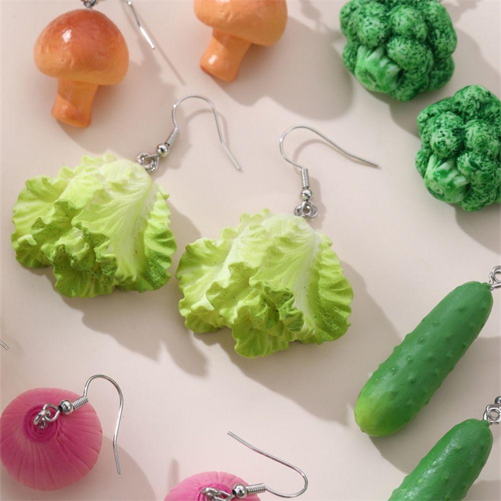 Korean Style Cute Earrings Lettuce, Mushroom Earrings Simulated Vegetable Dangle Earring Women