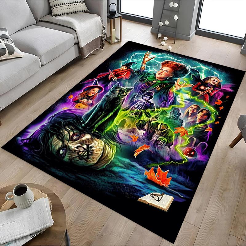 1pc Hocus Pocus Halloween Quotes Carpet for Playroom Bedroom Living Room Sofa Home Decor,kids Game Area Rug Non-slip Floor Mat Y826154