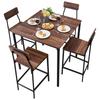 VEVOR Bar Table, 5PCS 889mm Bars Tables Set, Bar Tables and Chair Set with Rounded Edge Design, Square Pub Table with Four Stools for Living Room