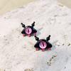 Unique Black Pink Monster Demon Eye Stud Earrings for Women New Modern Korean Fashion Cute Girl Party Zircon Accessories