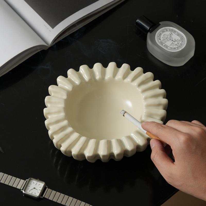 Ceramic Ashtray Geometric Asymmetrical Check Pattern Cigar Ashtray Smoking Accessories Desktop Storage Container Ashtrays