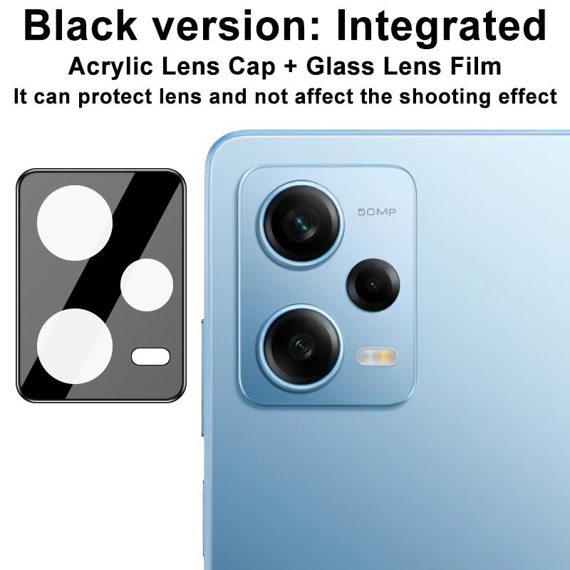 IMAK For Xiaomi Redmi Note 12 Pro 5G Clear Tempered Glass Lens Film+Acrylic Lens Cap Anti-scratch Camera Lens Protector (Black Version)
