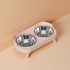 Elevated Dual Bowl Pet Feeder Stainless Steel Anti‑Slip Food Water Bowl Raised Cervical Protection Pet Feeding Bowl Pet Supplies