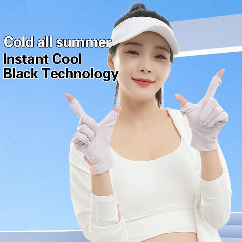 Летние перчатки с защитой от ультрафиолета, тонкие шелковые перчатки из льда, быстросохнущие солнцезащитные перчатки, прохладные, для вождения, езды на велосипеде, противоскользящие перчатки UPF50+ для женщин