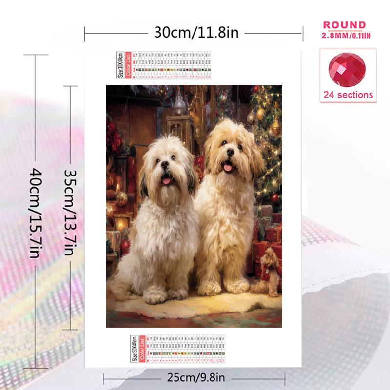 Two Shih Tzus Pattern 3pcs 100% Round Full Drill 5D DIY Diamond Painting Embroidery Cross Stitch Rhinestone Décor
