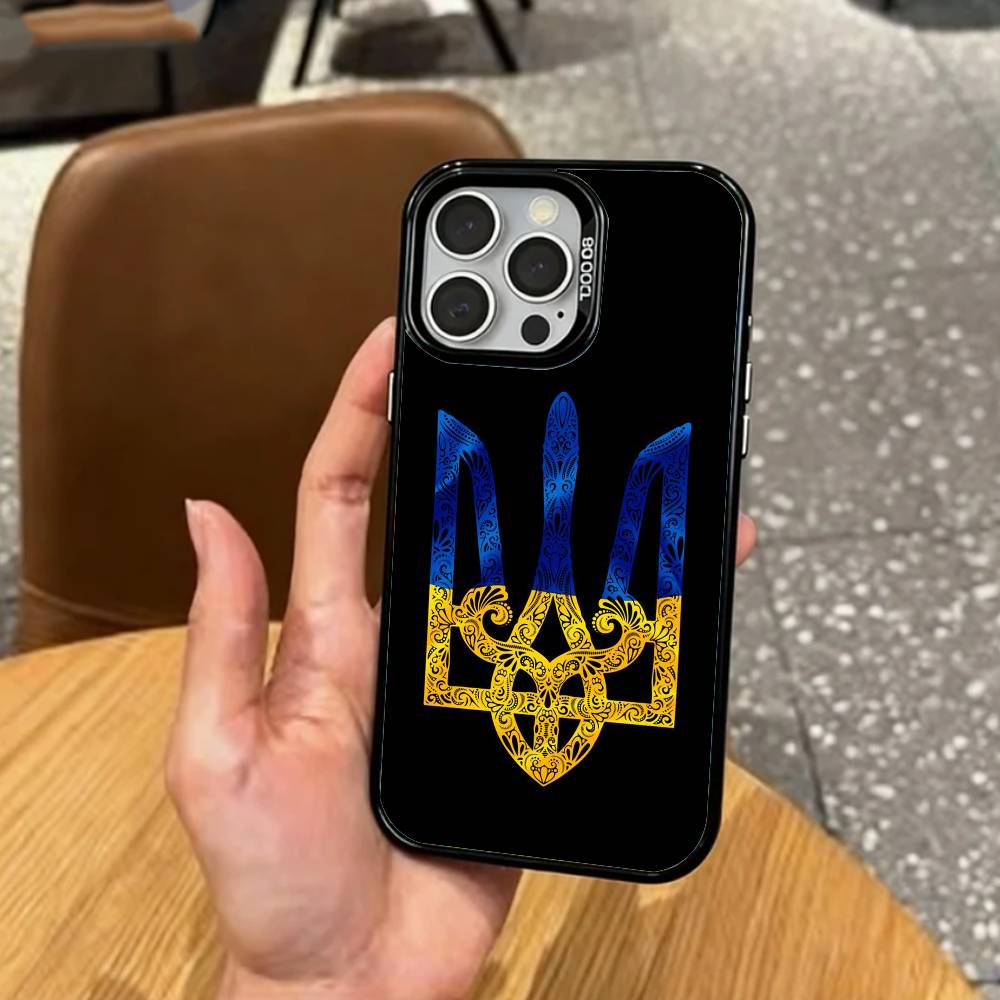 Украина Узор орнамента Чехол для телефона Для iPhone 17, 16, 15, 14, 13, 12, 11 Plus, Pro Max Цветной Посеребренный Внутренняя крышка