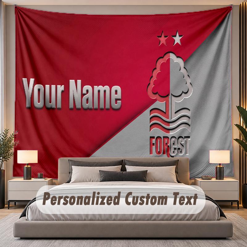 Custom Name Text Tapestry Nottingham Forest Personalized Polyester Wall Tapestry For Bedroom And Room