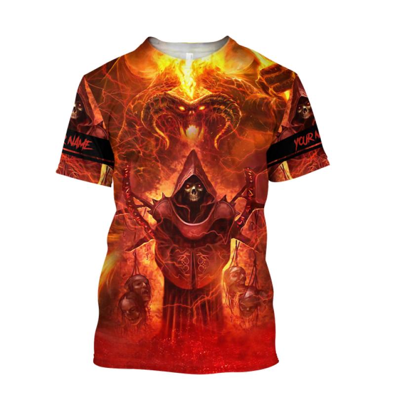 Devil Pattern 3d Print T-shirt Summer Short Sleeve Streetswear Fashion O Neck Men's T-shirts