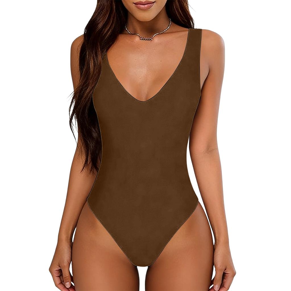 Женский сексуальный боди с глубоким V-образным вырезом, открытой спиной и без рукавов