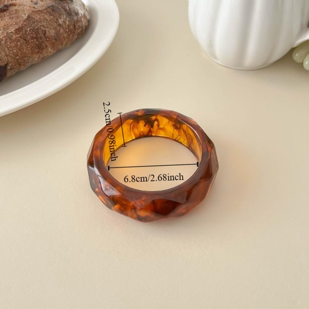 Bohemian Colorful Resin Bangle Transparent Wide Chunky Hand Ring Exaggerated Pearly Bracelet Girls