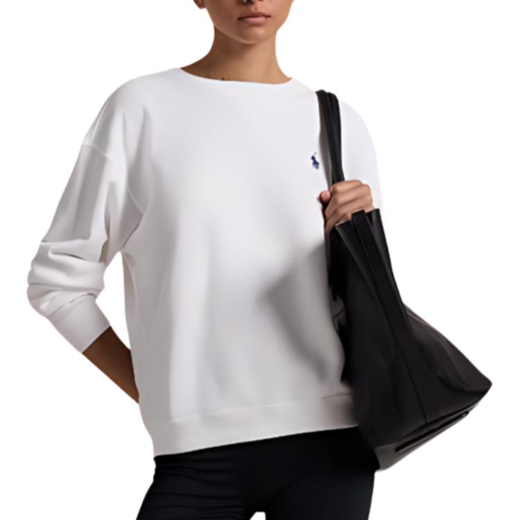 Polo Ralph Lauren Ss24 Logo Embroidered Loose Fit Crew Neck Long Sleeve Sweatshirt Women Sweatshirt White WMPOKNINFB20700-100
