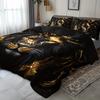 3 шт. Роскошный золотой лев Комплект постельного белья Пододеяльник King Size Комплект одеял со львом Животная тематика Комплект одеял для кровати Черный и золотой