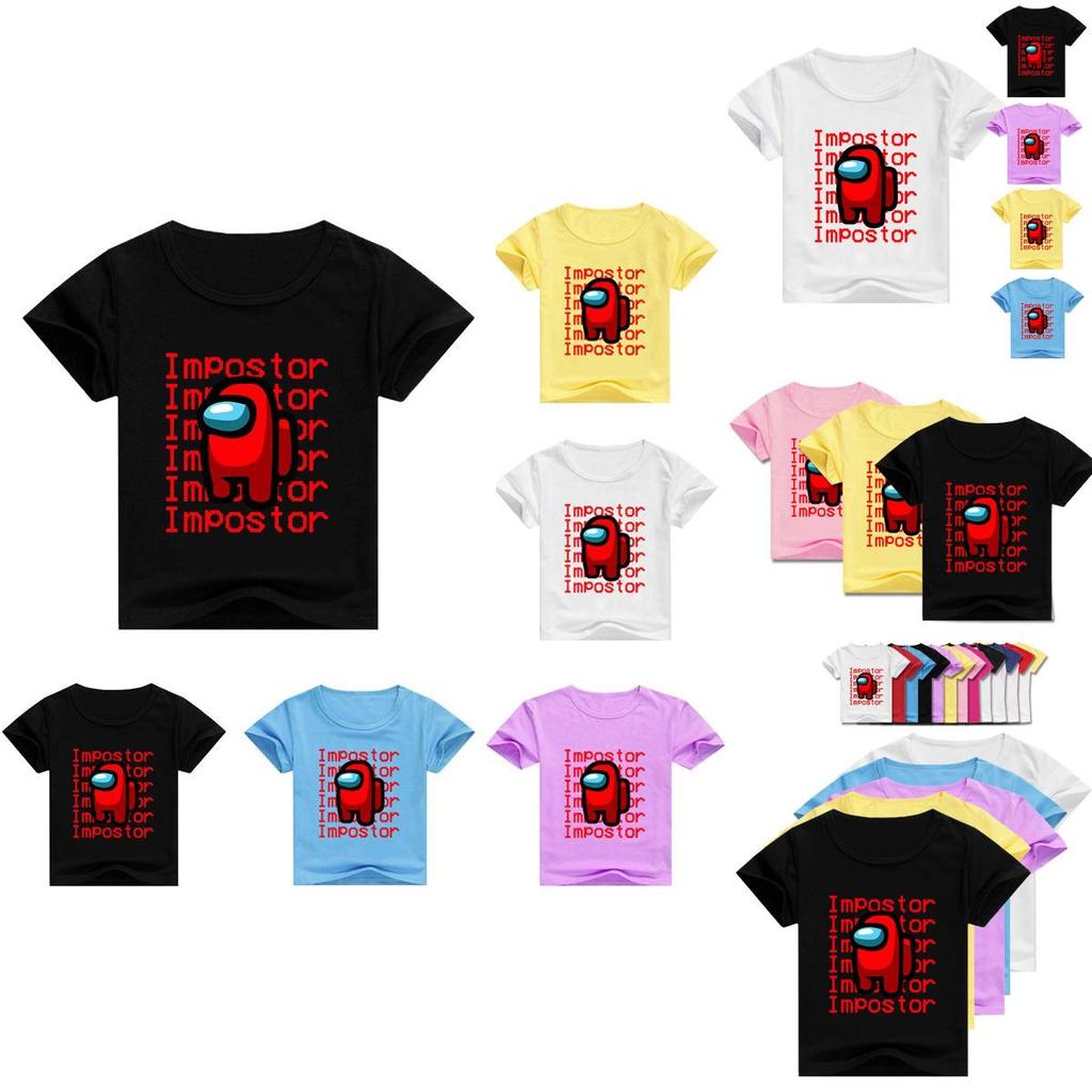 Impostor Us Among Tshirt Children Summer Round Neck Print Casual Short Sleeve