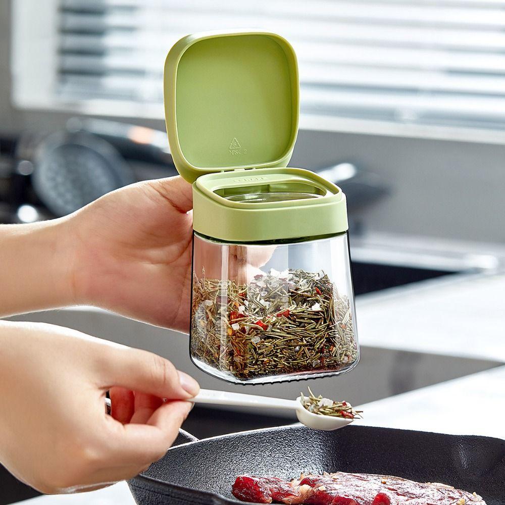 With Handle Glass Seasoning Jar Flip Design Seasoning Storage Box  Seasoning Storage