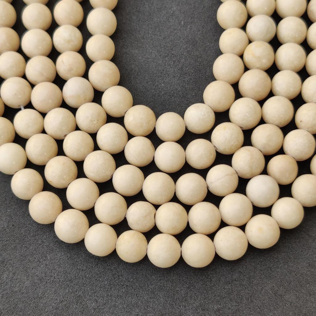 Natural Matt Fossil Jasper River Stone Beads, 6mm 8mm 10mm Size Beads, Tan Beige Cream Beads, 14-15 Inch Strands Beads.