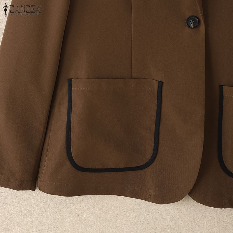 ZANZEA Женский повседневный кардиган-блейзер с лацканами с вырезом и длинными рукавами