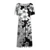 Women's Loose Casual And Fashionable Round Neck Short Sleeved Printed Mid Length Dress