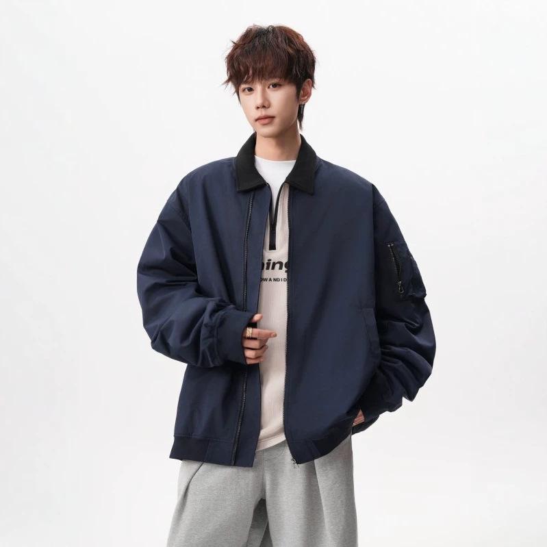 2026 Men's Versatile Casual Plus Size Stand-up Collar Jacket - Loose, Comfortable, American High Street Style for Autumn and Winter