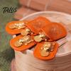 Chinese Culture Collectible Golden Turtle Feng Shui Ornament with Faux Leather Sleeve, Handmade Prosperity Wealth Talisman for Luck And Prosperity,