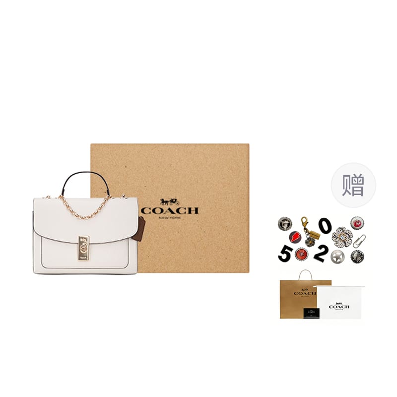COACH Lane Pebbled Leather Shoulder Bag, Trunk Bag, Crossbody Bag, Shoulder Bag Medium Women's White C8594-IMCAH