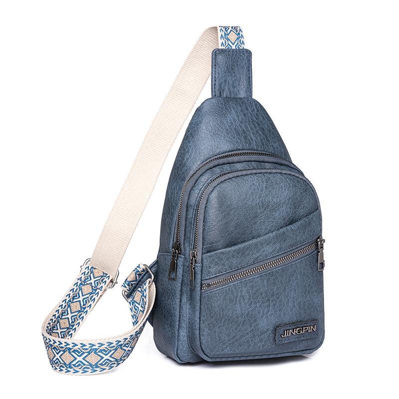 Женская кожаная нагрудная сумка, однотонная сумка через плечо, поясная сумка с цветными бретелями