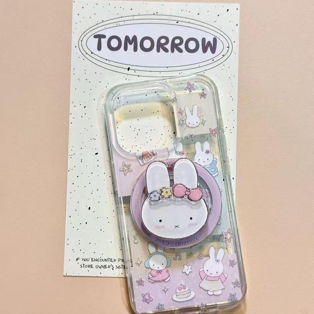 MAGsafe Cartoon Rabbit Suction Phone Stand with Airbag, Retractable, Foldable, and Detachable Design.