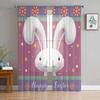 Easter Window Sheer Curtains for Bedroom Living Room Easter Egg Easter Bunny Spring Flower Chiffon Voile Sheer Drapes Curtain