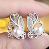 1 Pair Silver Color Butterfly Imitation Pearl Drop Dangle Earrings for Women Bride Wedding Earrings Elegant Fine Jewelry