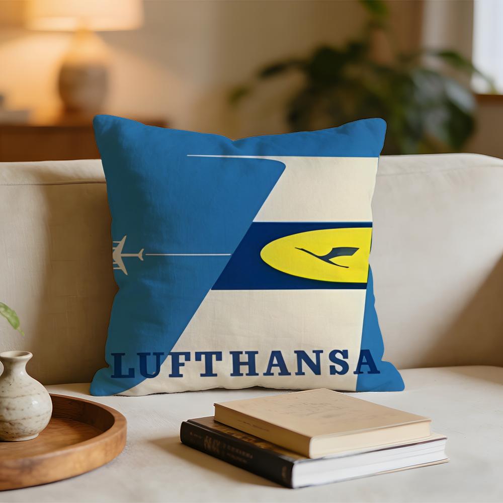 LLufthansa German Airlines Cushion Cover Short plush pillowcase for bed sofa carwashable