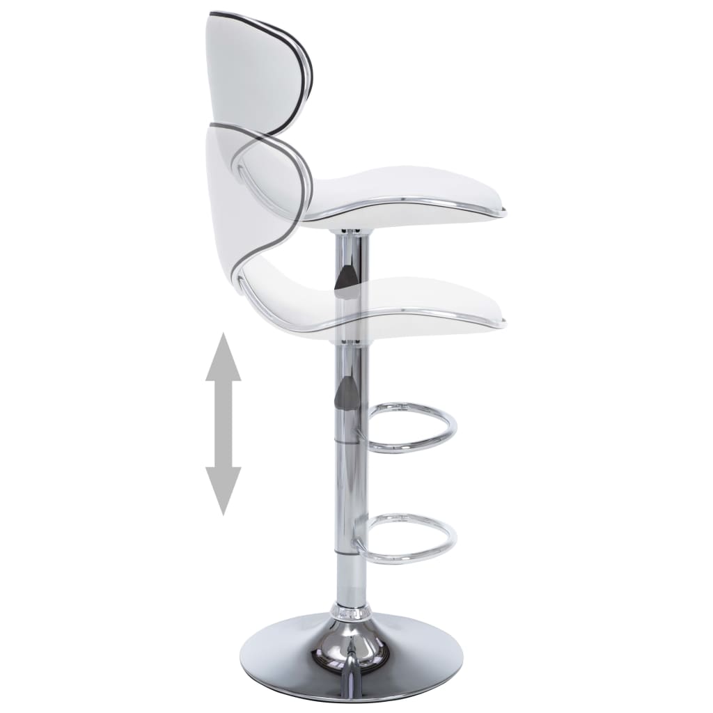 Bar Stool Set of 2 White Faux Leather