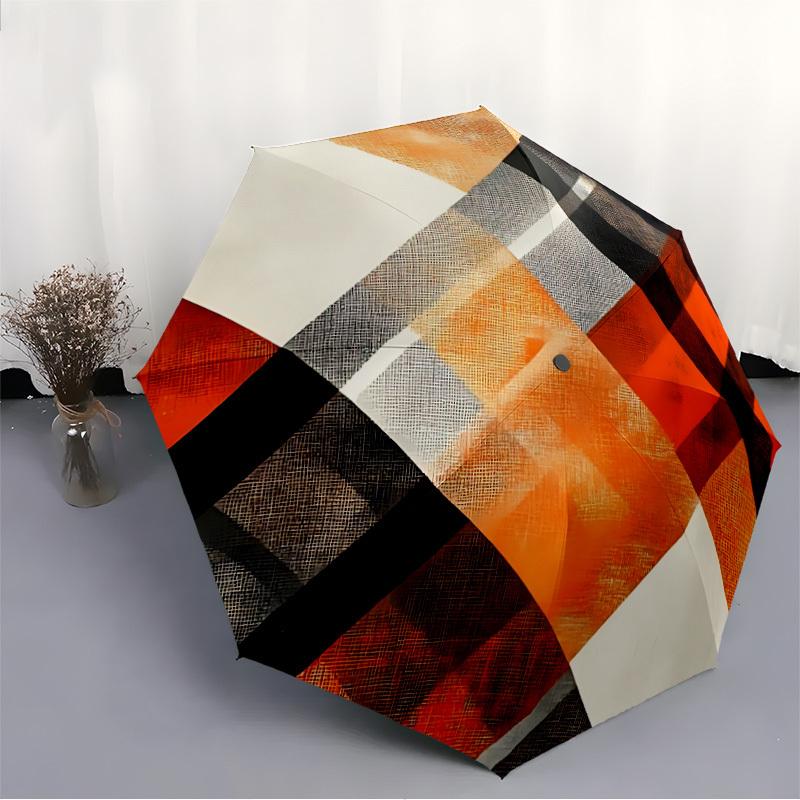 1pc Orange Black White Folding Umbrella | Elegant Design, Fashionable Accessory, Durable Construction, Sturdy Ribs yy251107064
