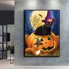 5D DIY Diamond Painting Cross Stitch Halloween Pumpkin And Black Cat Diamond Embroidery Mosaic Wall Art Home Decoration