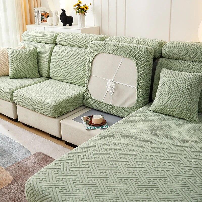 Плотная жаккардовая плюшевая наволочка для диванной подушки Чехол на длинную подушку спинки Растягивающийся чехол-защита для дивана на 1/2/3/4 места