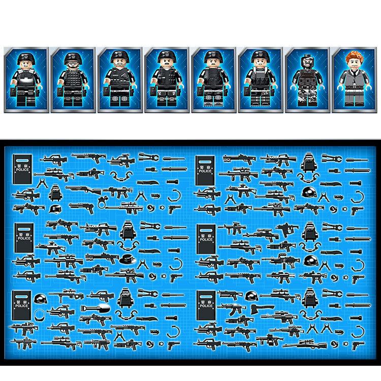 8 шт. JY110 Черная пантера коммандос, военное оружие, аксессуары, маленькие пеллеты, строительные блоки, игрушки