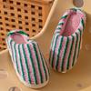 Зимние новые хлопковые тапочки для дома, нескользящие, теплые, плюшевые, цветные, в вертикальную полоску, хлопковый моп