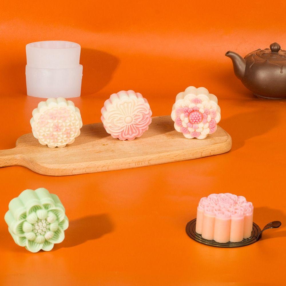 3D Flower Mooncake Mold Chinese Style Lotus Silicone Mold Mung Bean Mold for Dessert Pastry Candle