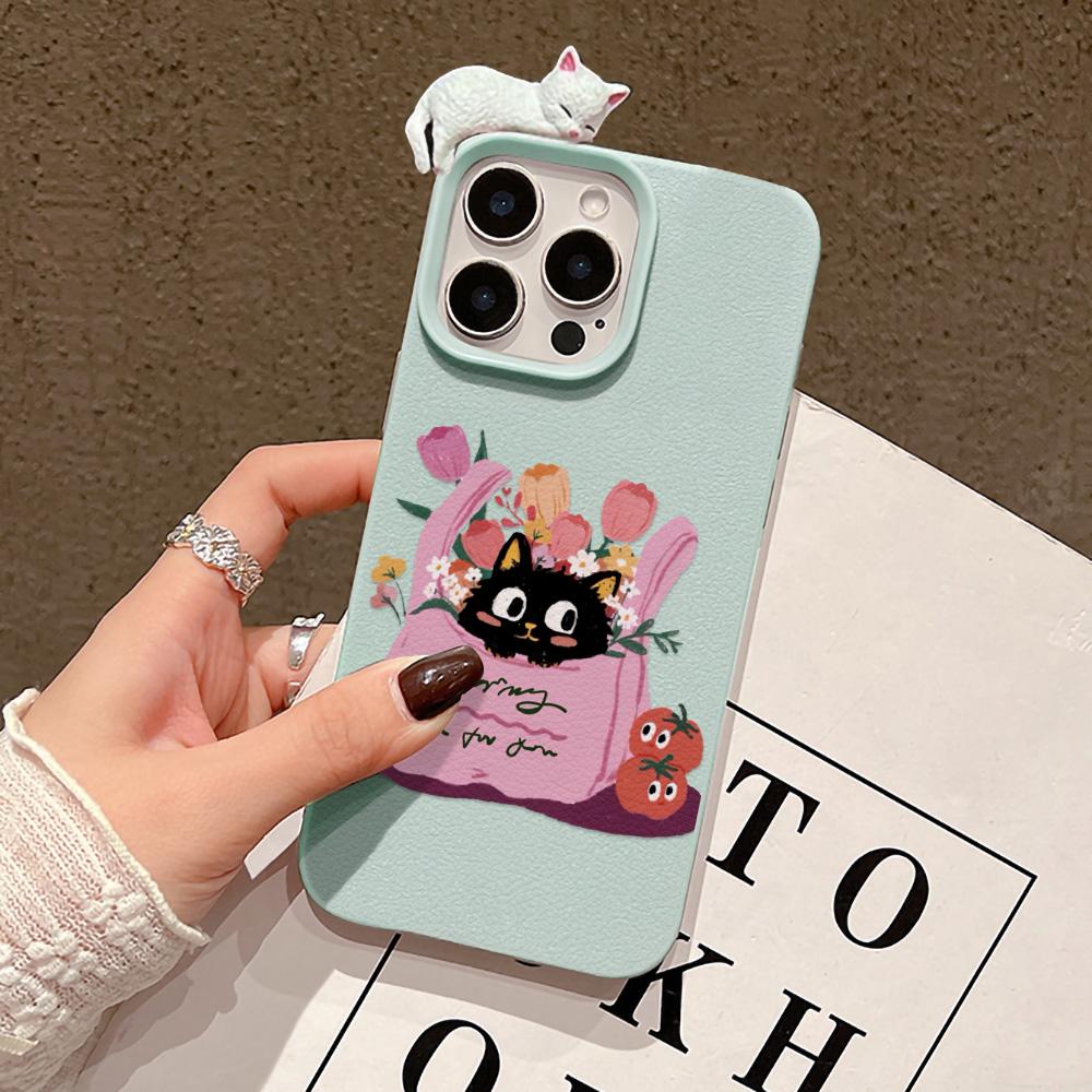 3D Phone Case for iPhone 11 13 17 Pro Max 17 Air Case iPhone 13 15 16 Pro Max 12 14 Pro Max 14 15 Plus Cute 3D Kitten Cartoon Leather