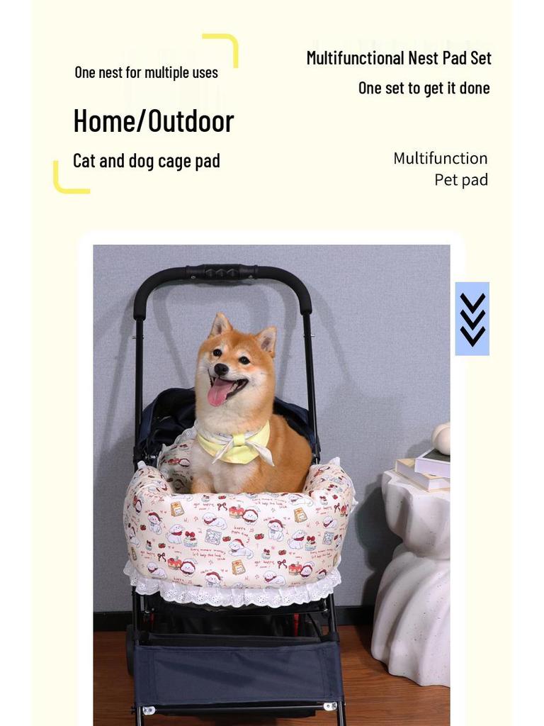 Уютный хлопковый набор для питомца: Толстая теплая подстилка, подушка и бортик для маленьких собак и кошек