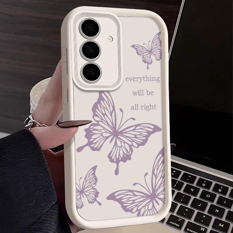 For Samsung S25 Ultra S24 FE S23 S22 S21 A14 A34 A35 A52 A53 A54 5G Cover Shockproof Matte Silicone Protection Butterfly Pattern Soft Phone Case